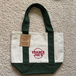 NWT Trader Joe’s Canvas Mini Tote Bag Green